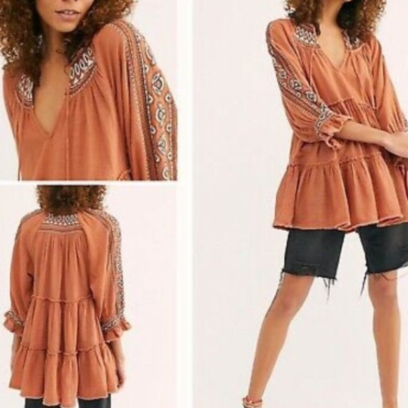 Free People Tops - Free People Dreamweaver Embroidered Tunic
